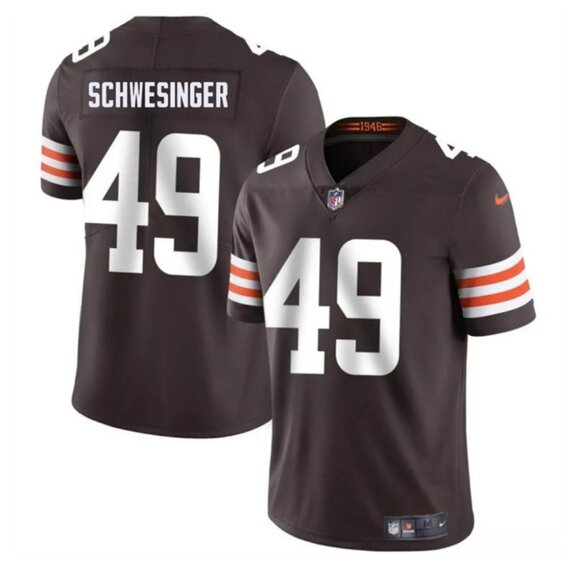 Mens YouthsKids Carson Schwesinger Jersey Brown Stitched